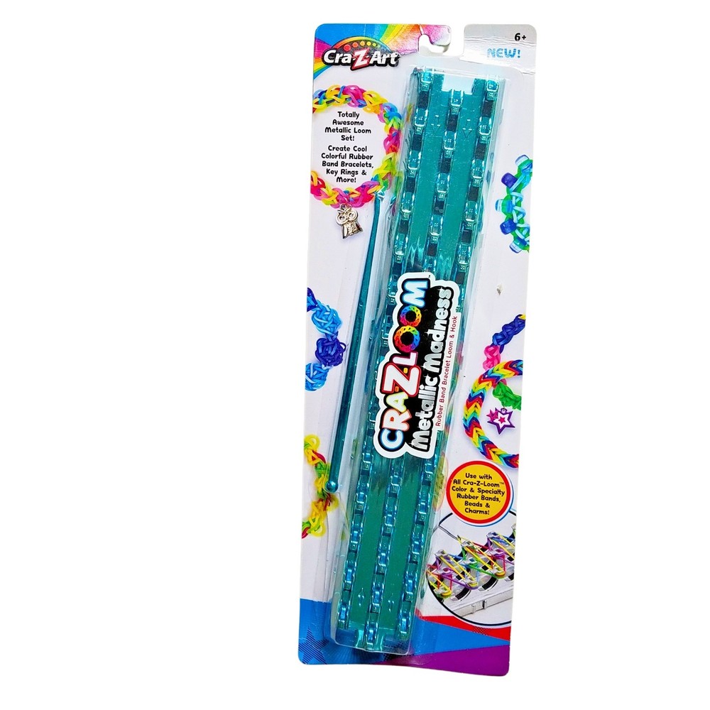 Cra-z-Art Cra-Z-Loom Metallic Madness Rubber Band Bracelet Loom & Hook